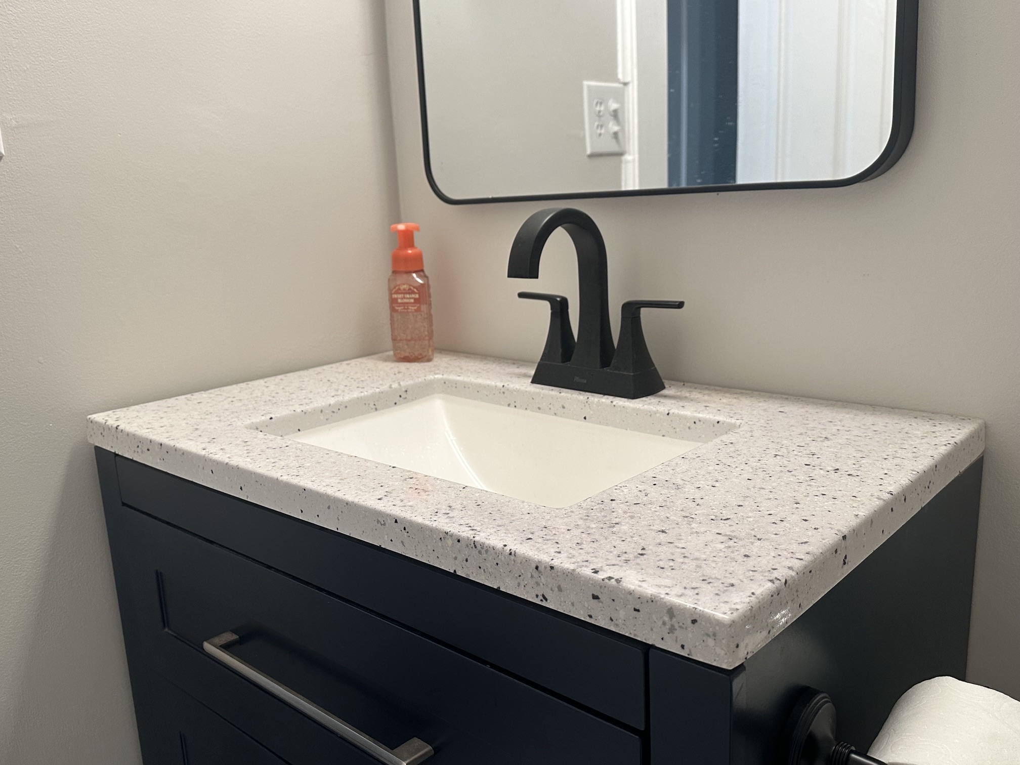 Bathroom vanity with new fixtures